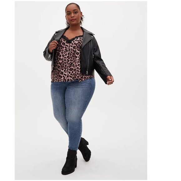 Torrid Size 1X 14-16 Leopard & Black Lace Button Cami - Picture 3 of 6